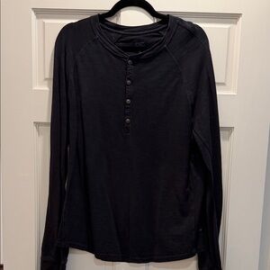 Men's Black Long Sleeve Henley Shirt